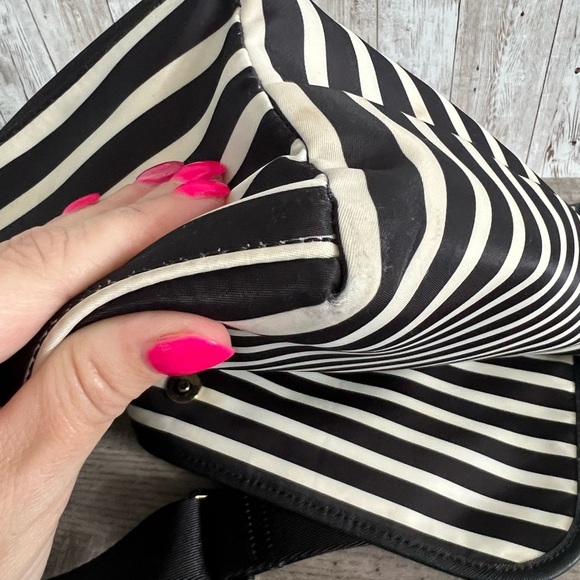 Kate Spade Black and White Striped Messenger Bag - Picture 4 of 8